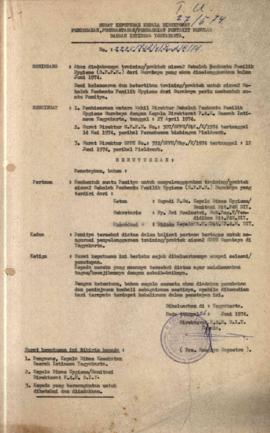 Surat Keputusan Menteri Kesehatan RI Nomor : 126/11-An/B.11/1973 tentang penetapan penunjukan ten...