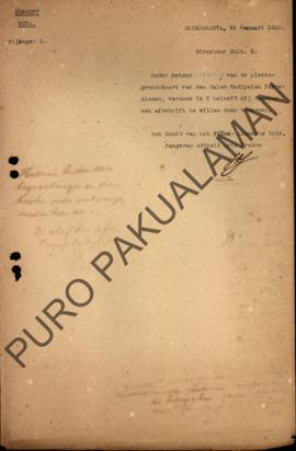 Surat dari Seketaris kepada Kepala Pakualaman Kangjeng Pangeran Soerjodilogo perihal penyampaian ...