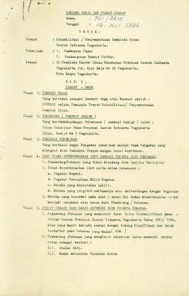 Rencana Kerja dan Syarat-syarat Nomor : 761/2210 tanggal 14 Juli 1984 untuk Proyek Rehabilitasi/P...