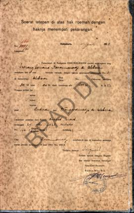 Surat ketetapan di atas hak rumah dengan haknya menempati pekarangan dari Pemerintah di Kadipaten...