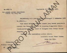Surat dari Asisten Wedono Pakualaman kepada Paduka Perintah Kepatihan di Pakualaman, perihal ruma...