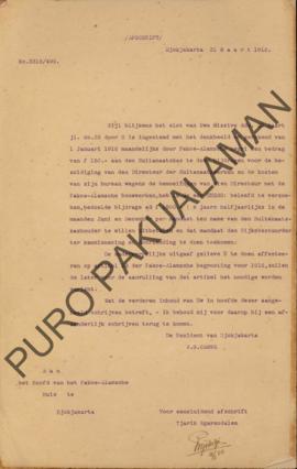 Surat dari Tjarik Ngarsodalem (Prijodridjo), kepada Paku Alam perihal permohonan bantuan bantuan ...