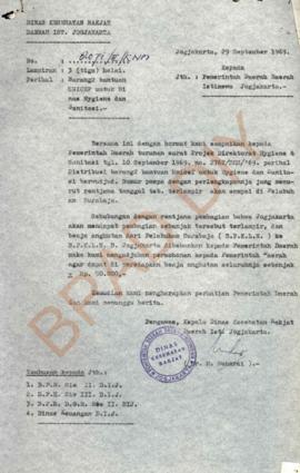 Surat dari Pengawas, Kepala Dinas Kesehatan Rakyat DIY kepada Pemerintah Daerah DIY Nomor 8071/II...