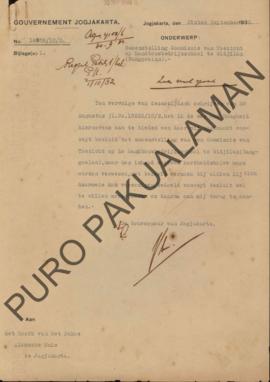 Surat dari Pemerintah Jogjakarta untuk Pakualaman di Jogjakarta tentang Komite Penguasaan Sekolah...