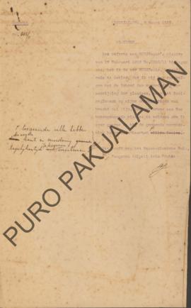 Surat dari Kepala Pakualaman Pangeran Adipati Ario kepada Residen Yogyakarta, perihal peraturan r...