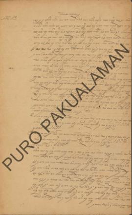 Surat dari Raden Riya Purba Atmaja, Bupati Polisi Wedana Dhistrik di Pangasih kepada Raden Tumeng...