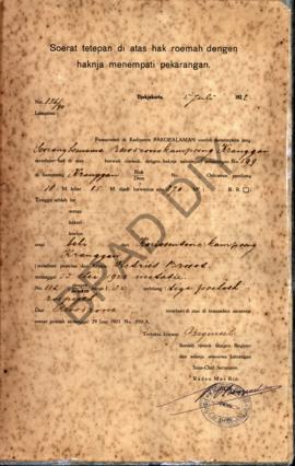 Surat ketetapan di atas hak rumah dengan haknya menempati pekarangan dari Pemerintah di Kadipaten...