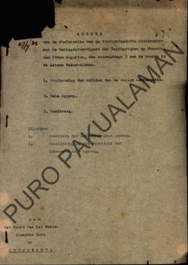 Agenda dari konferensi antara Gubernur Vorstenlanden dengan wakil pemerintahan otonom yang membah...