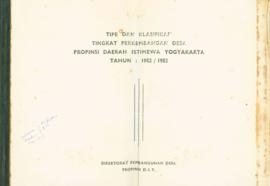 Tipe dan Klasifiksai Tingkat Perkembangan Desa Propinsi DIY Tahun 1982/1983 Direktorat Pembanguna...