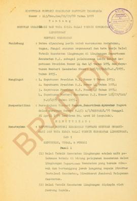 Keputusan Menteri Kesehatan RI Nomor 143/Men.Kes/SK/IV/78 Tahun 1978 tentang Susunan Organisasi d...