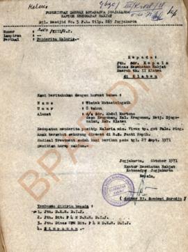 Surat dari Kepala Kantor Kesehatan Rakyat Kotamadya Yogyakarta kepada Kepala Dinas Kesehatan Raky...