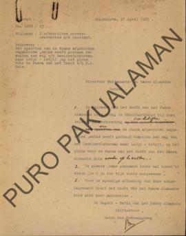 Surat dari Bupati Pakualaman kepada Direktur Pekerjaan Sultan dan Pakualaman, perihal pembongkara...