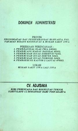 Dokumen Usulan Biaya dan Dokumen Administrasi Proyek Peningkatan dan Pengembangan RS, Swasta PMI ...