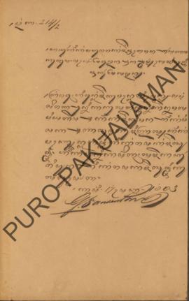 Surat yang ditujukan kepada Kangdjeng Pangeran Harya Natakusuma, Mayor Ajudan dan staf Lesiyun Pa...