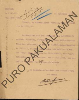 Surat dari Asisten Resident Kulon Progo di Wates kepada Resident Yogyakarta, perihal penyampaian ...