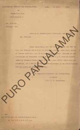 Surat dari Sekretaris Daerah kepada Residen Djokjakarta, perihal pengukuran daerah di bagian bara...