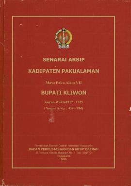 SENARAI ARSIP PURO PAKUALAMAN BUPATI KLIWON