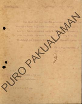 Memorandum dari Kepala bagian Penanggung Jawab Keuangan, kepada Kepala Controle-Bureau, perihal P...