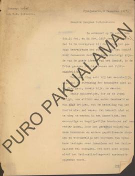 Konsep Surat dari Pangeran Adipati Hario Soorjaningprang kepada Raden Mas Soetatmo perihal dukung...