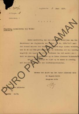 Surat dari Pemerintah Jogjakarta kepada Paku Alam, perihal penempatan lulusan/murid sekolah norma...