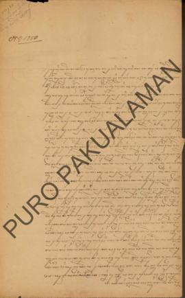 Surat pemberitahuan dari Bupati Adikarta kepada Ki Lurah Bendara Rahaden Mas Kaptin Harya Jayeng ...