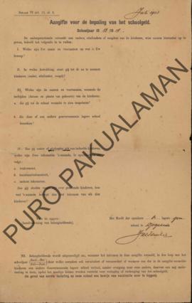 Pernyataan untuk penentuan dari biaya sekolah tahun ajaran 1913/1914.