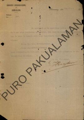 Surat dari Direktur Hoogere Burgerschool di Semarang kepada Nyonya H.Van Der Burg di Semarang No....