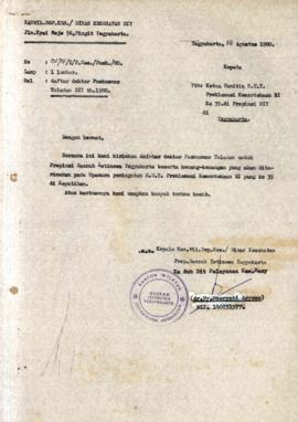 Surat dari Kepala Kepala Kantor Wilayah Departemen Kesehatan/Dinas Kesehatan Propinsi DIY kepada ...