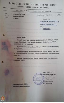 Surat dari Kepala Bidang Koordinator Media Penerangan yang bertindak atas nama Ketua Badan Pembin...