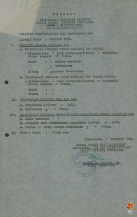 Laporan perihal pelaksanaan Instruksi Gubernur tentang peningkatan pembudayaan P4 di lingkungan K...