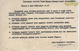 Turunan untuk tepas Wiyata Praja buat diumumkan tentang Fatsal 4 dari Maklumat Nomor : 17.