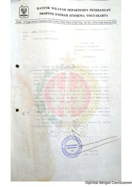 Surat dari Kepala Kantor Wilayah Departemen Penerangan Provinsi Daerah Istimewa Yogyakarta kepada...