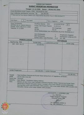 Surat Perintah Membayar Nomor : 00166/XII/2006 tanggal 11 Desember 2006 belanja lain-lain untuk u...