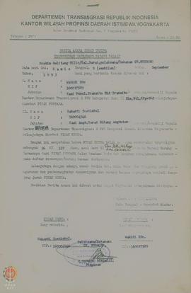 Berita Acara Serah Terima Transmigran dan Barang Bawaan pada tanggal 9 September 1993 Sebanyak 36...