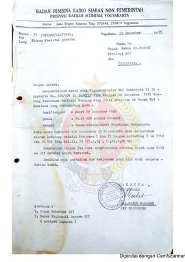 Surat dari Sekretaris yang bertindak atas nama Ketua Badan Pembina Radio Siaran Non Pemerintah Pr...
