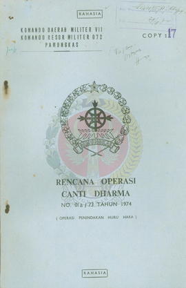 Rencana Operasi Canti Dharma, operasi penindakan huru-hara Komando Daerah Militer VII Komando Res...