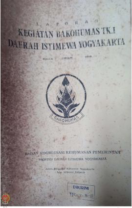 Bendel Laporan Pelaksanaan Kegiatan Badan Koordinasi Kehumasan Tingkat I Provinsi Daerah Istimewa...