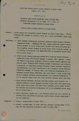 Salinan Surat Keputusan Bupati Daerah Tingkat II Kulon Progoo No. 09/1992 tanggal 22 Januari 1992...