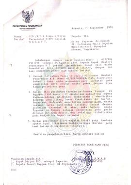 Berkas perihal Permohonan Surat Izin Usaha Penerbitan Pers Majalah Salafy disertai dengan Akta Ya...