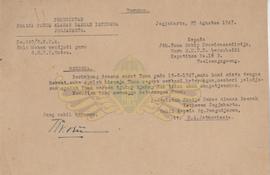 Surat Kepala Sakip Prawira Sudirja guru S.M.U.P bersubsidi Kepatihan tulung Agung kepada kepala b...