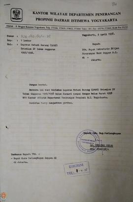 Surat dari Kepala Sub Bagian Perlengkapan Kantor Wilayah Departemen Penerangan Provinsi Daerah Is...