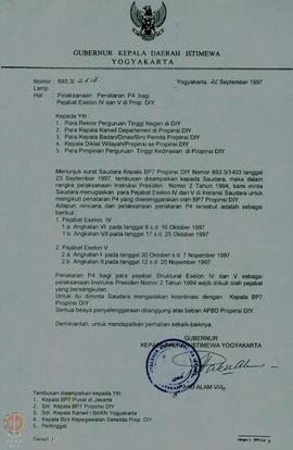Berkas Penyelenggaraan Penataran P-4 bagi pejabat eselon IV dan V di Propinsi DIY.