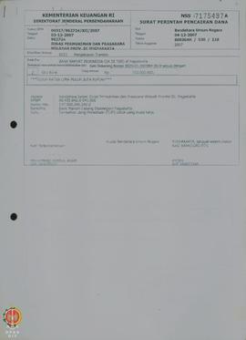 Surat Perintah Pencairan Dana Nomor : 609364H/030/118, tanggal 04/12/2007 Tambahan Uang Persediaa...