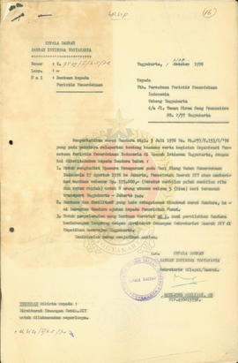 Bantuan kepada perintis kemerdekaan Indonesia cabang Yogkarat.a