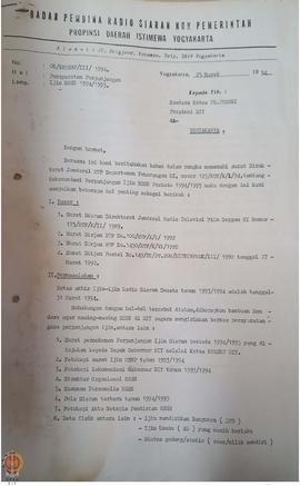 Surat dari Ketua Badan Pembina Radio Siaran Non Pemerintah Provinsi Daerah Istimewa Yogyakarta ke...