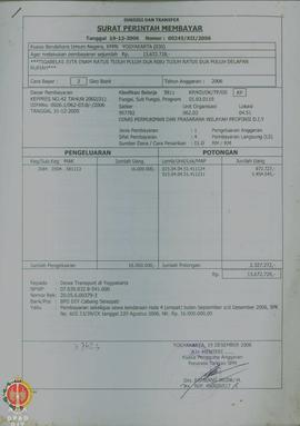 Surat Perintah Membayar Nomor : 00245/XII/2006 pembayaran sekaligus sewa kendaraan roda 4 (empat)...