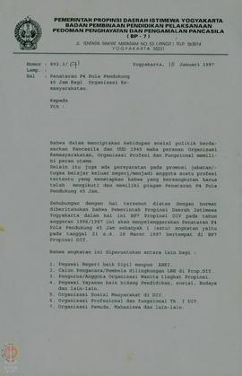 Surat dari BP-7  Propinsi ditujukan kepada Organisasi Masyarakat, PNS, ABRI, Pemuda, dan Mahasisw...