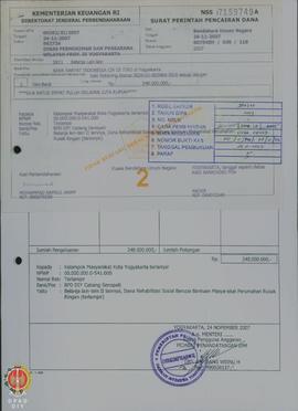 Bendel Surat Perintah Pencairan Dana Tahun Anggaran 2007 belanja lain-lain II lainnya, Dana Rehab...