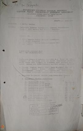 Surat Edaran dari Kantor Pusat Direktorat Jenderal Anggaran Jakarta perihal Tunjangan Jabatan Pus...