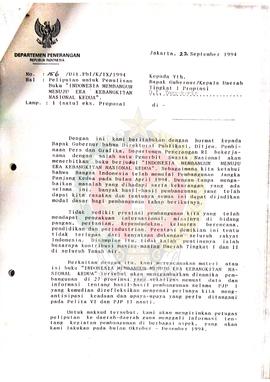 Berkas surat perihal peliputan untuk penulisan Buku Indonesia Membangun Menuju Era Kebangkitan Na...